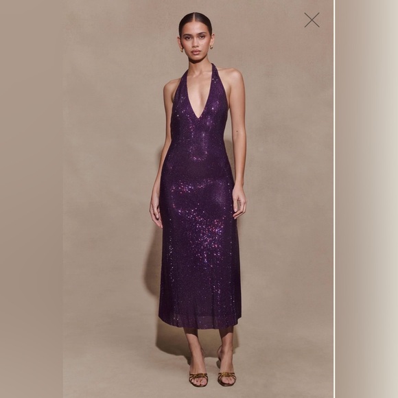 NWT Meshki Genie Diamant Halter Midi Dress